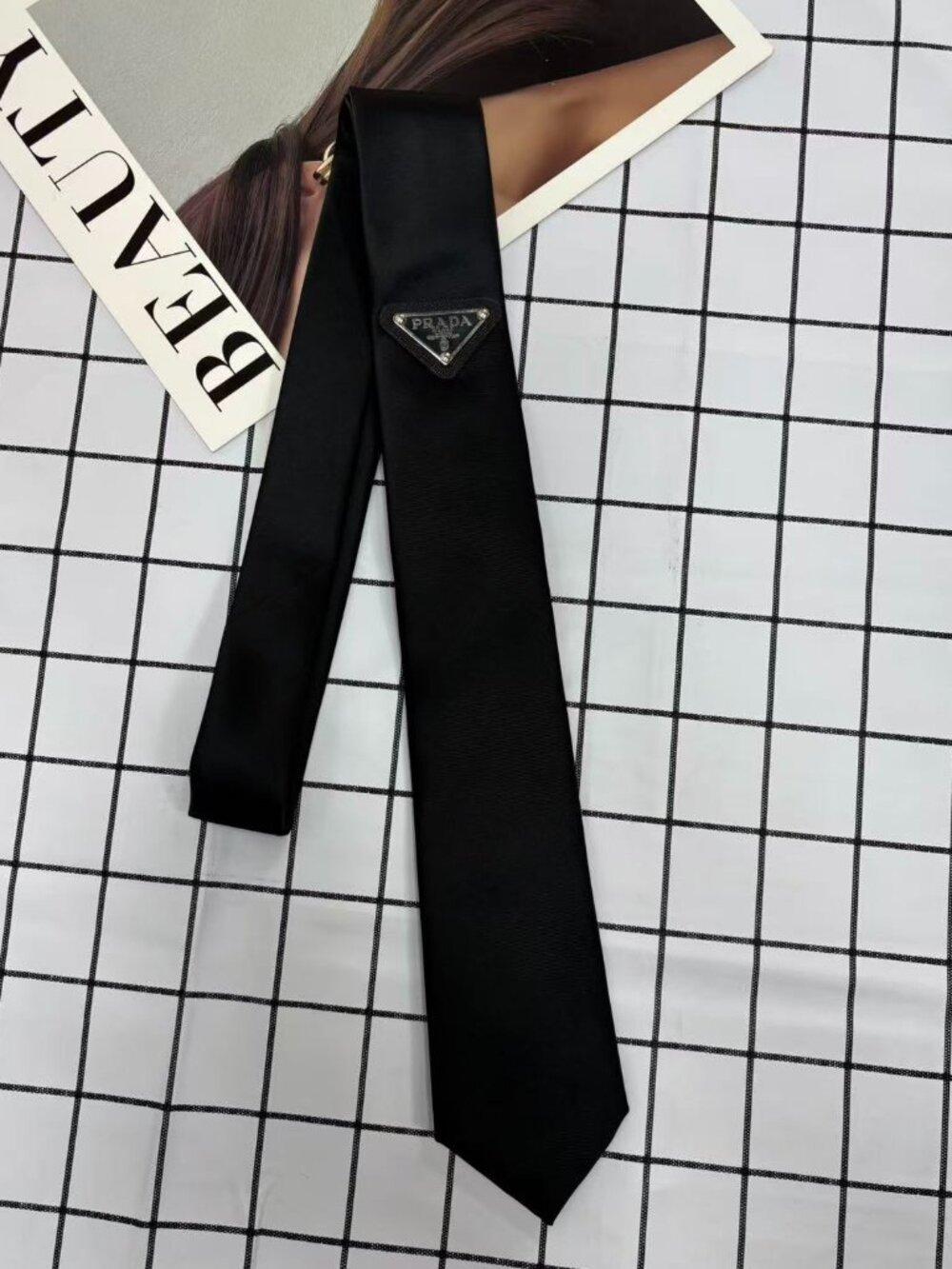 🖤 ​​Prada Black Triangle Logo Tie Gift Box Set Unisex - Picture 3 of 5